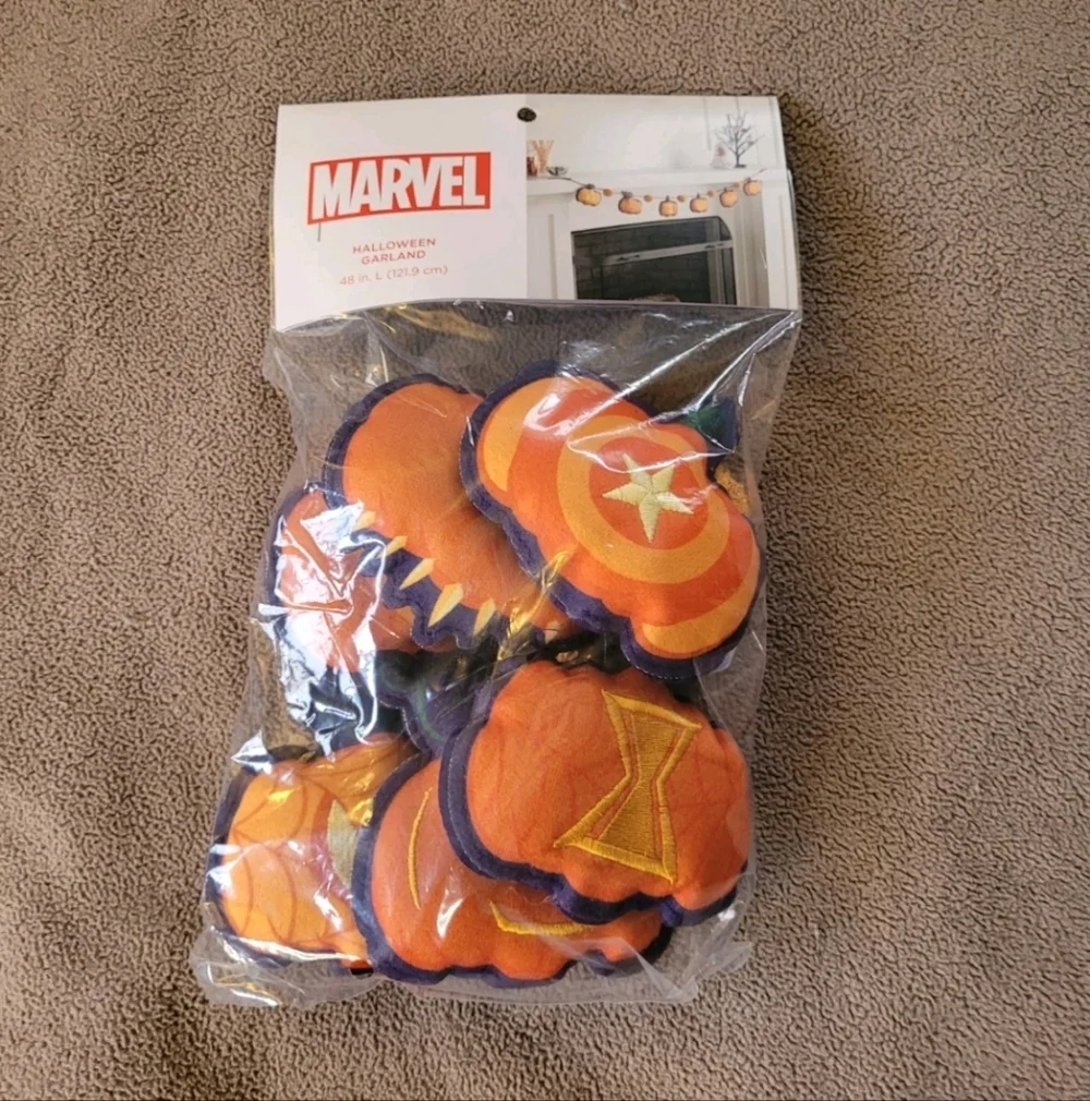 Marvel Halloween Pumpkin Garland 48 In Felt Fabric Spooky Season Home Decoration